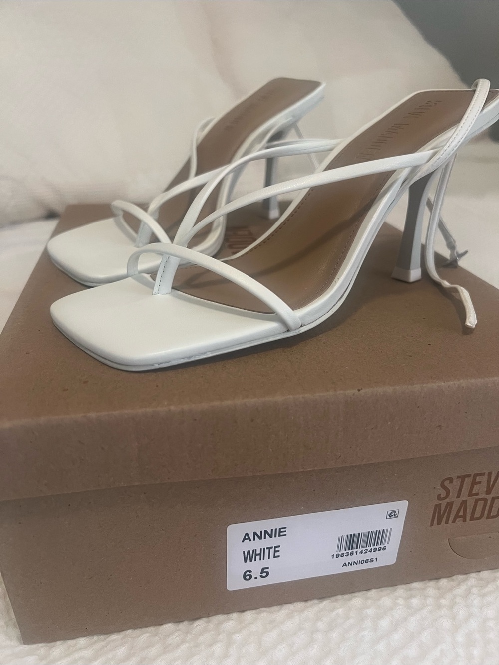 Steve Madden Annie White Strappy Heeled Sandals